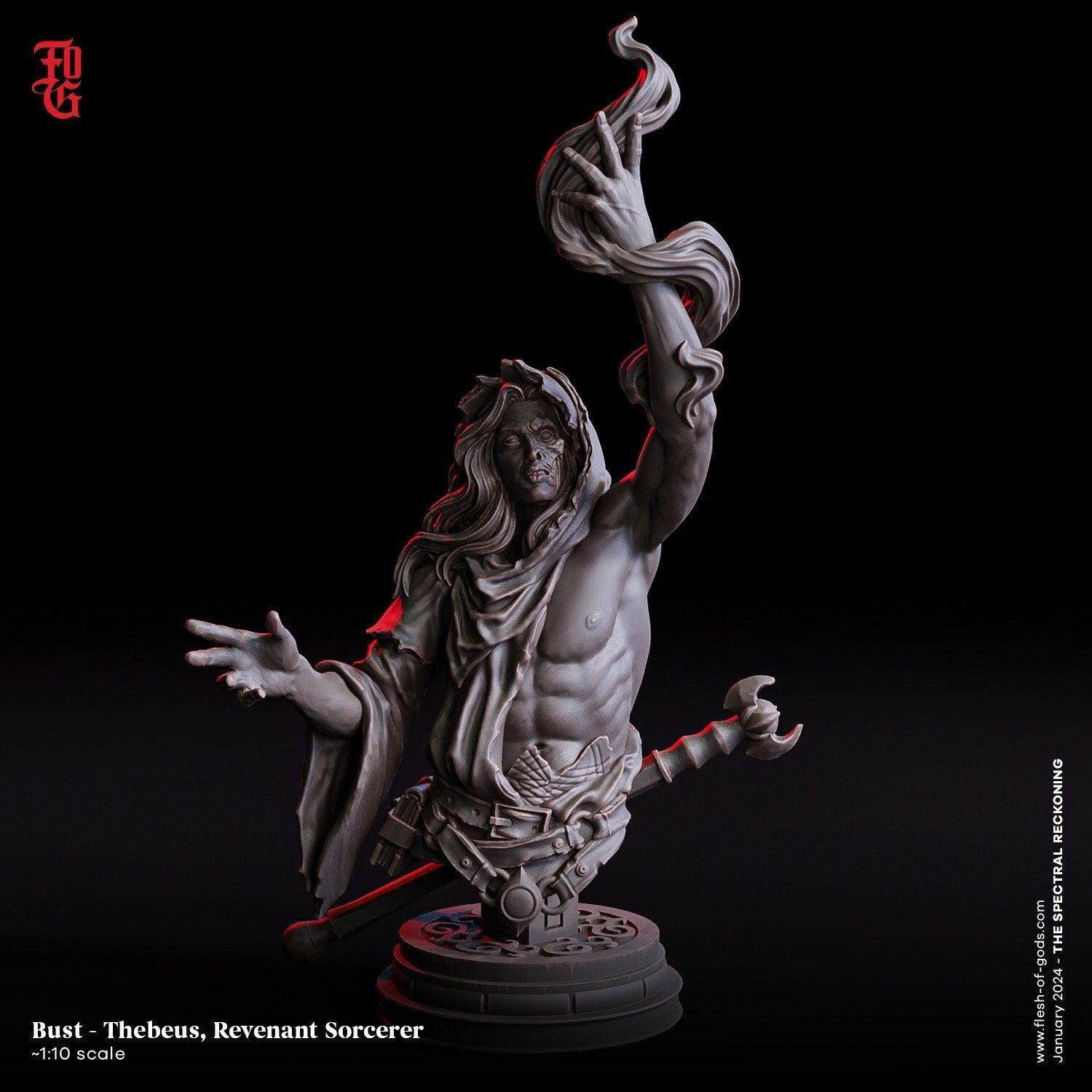 Thebeus, Revenant Sorcerer Bust Statue | DnD Decor for Sorcery Enthusiasts - Plague Miniatures
