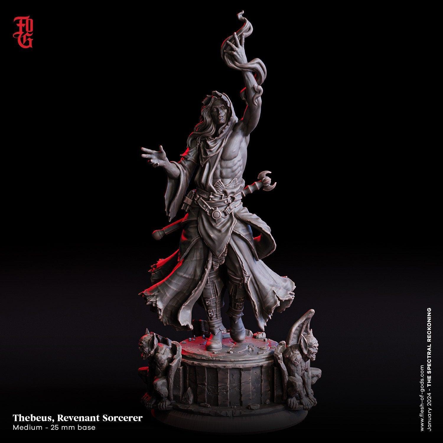 Thebeus, Revenant Sorcerer Miniature | Undying Wizard for Tabletop Enigmas | 32mm Scale or 75mm Scale - Plague Miniatures