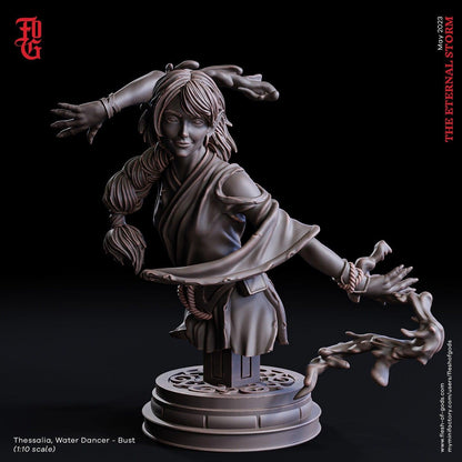 Thessalia Wynfir, Water Dancer Miniature | Enchanting Sea Elf for DnD Adventures | 32mm Scale or 75mm Scale - Plague Miniatures