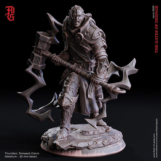 Thuridan Temple Cleric Miniature | Paladin Miniature Caster Mace | 32mm or 75mm Scale - Plague Miniatures
