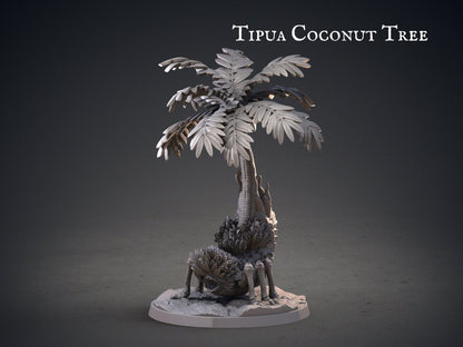 Tipua DnD Terrain Miniature Set | Coconut Tree, Log Monster, Giant Shell Monster | 32mm Scale - Plague Miniatures