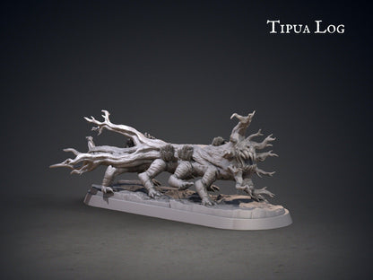 Tipua DnD Terrain Miniature Set | Coconut Tree, Log Monster, Giant Shell Monster | 32mm Scale - Plague Miniatures