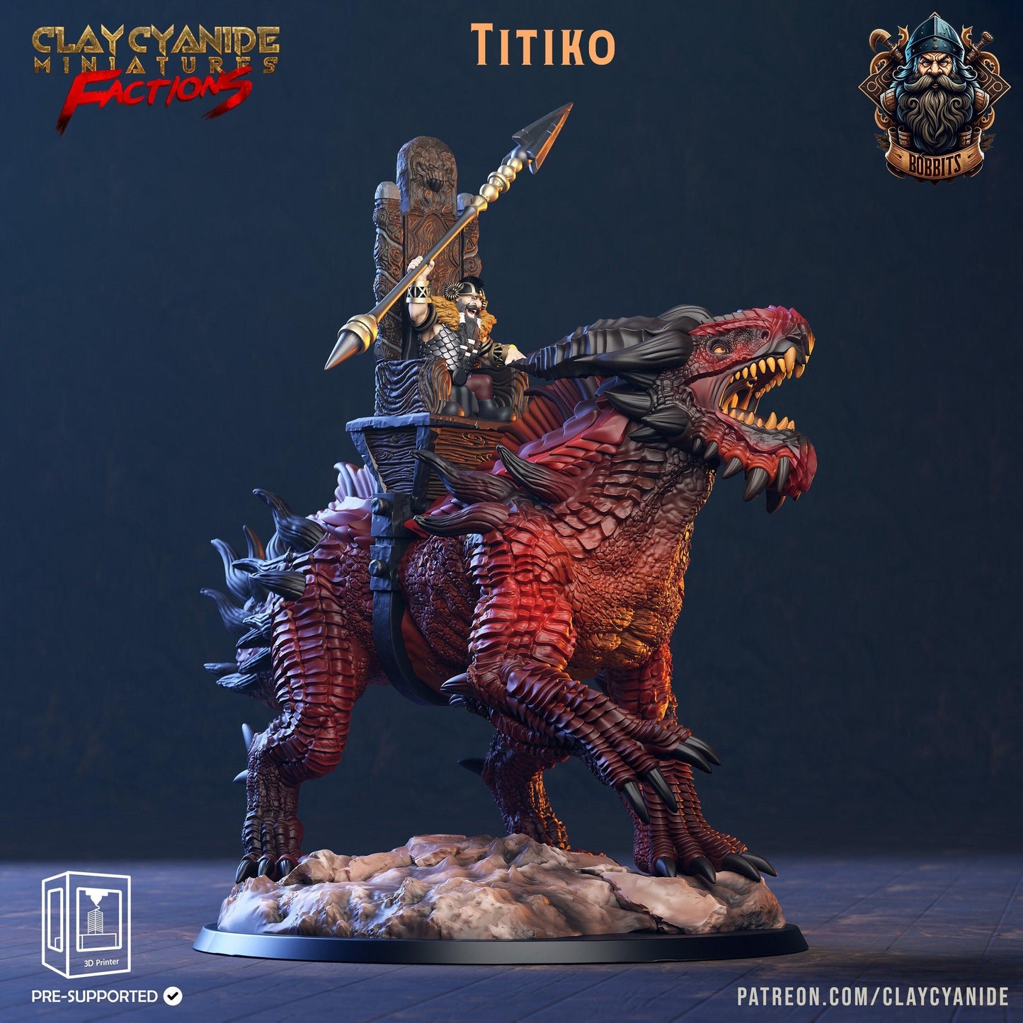 Titiko Dwarf Boss Miniature | Valiant Dwarf King from The Bobbits Guild for DnD | 32mm Scale - Plague Miniatures
