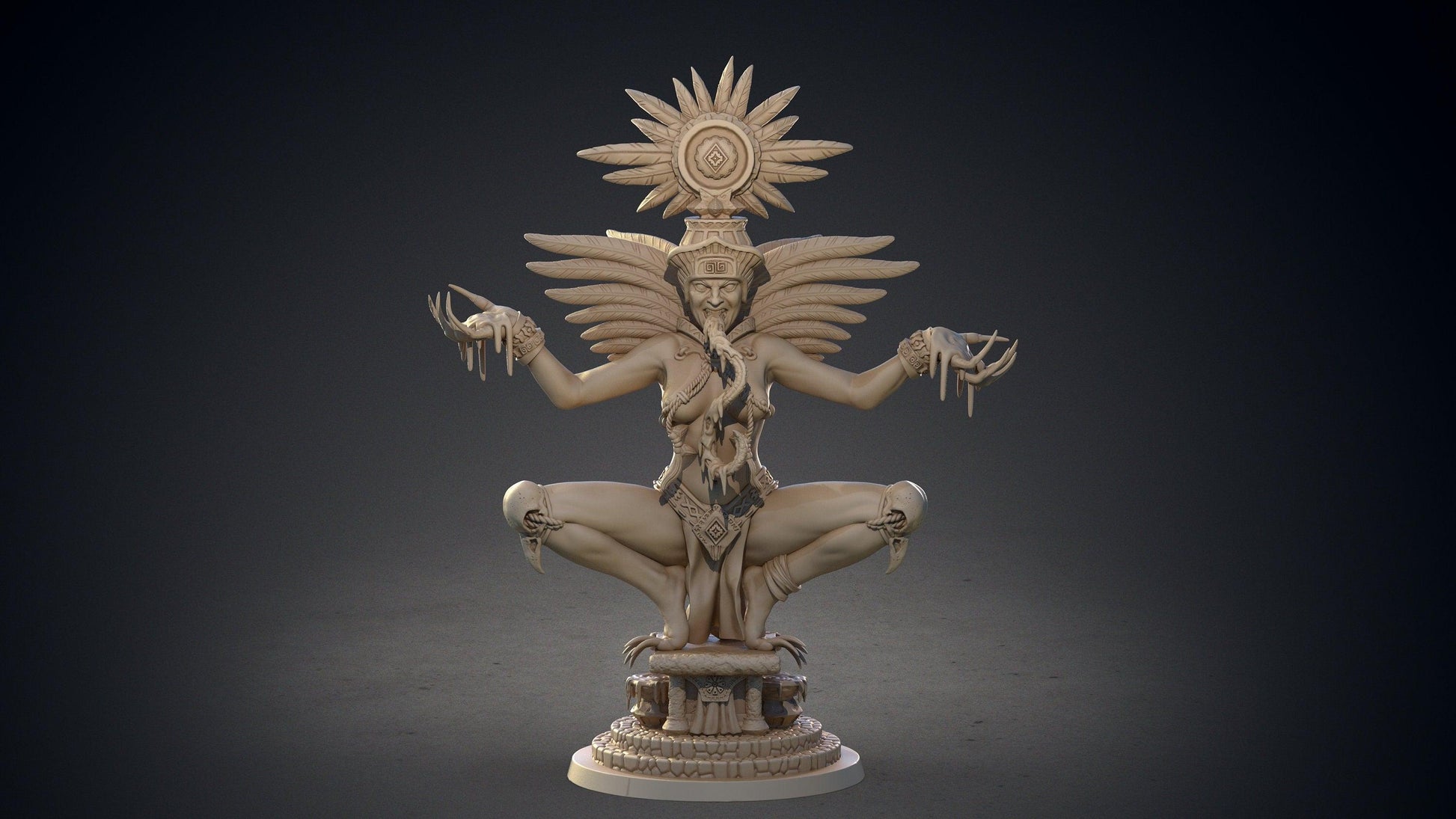 Tlaltecuhtli Aztec Deity Miniature | Primordial Power for DnD | 32mm Scale - Plague Miniatures