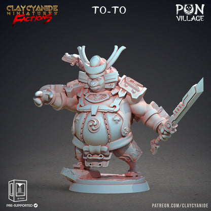 To-To Pandaren Miniature | Pandafolk Warrior for Tabletop RPGs | 32mm Scale - Plague Miniatures