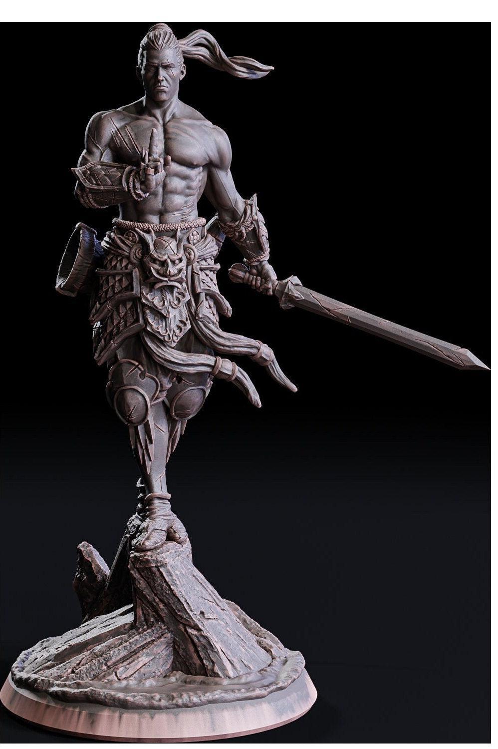 Todor, Male Human Monk Miniature | DnD Martial Arts Figurine | 32mm Scale - Plague Miniatures