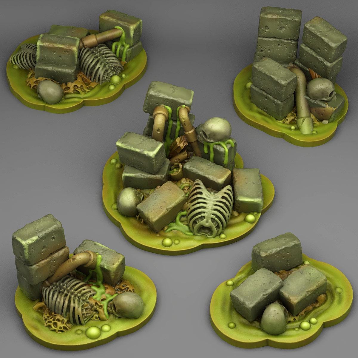 Toxic Ruin Miniatures | DnD Ruins Wargaming Terrain | 28mm or 32mm Scale - Plague Miniatures