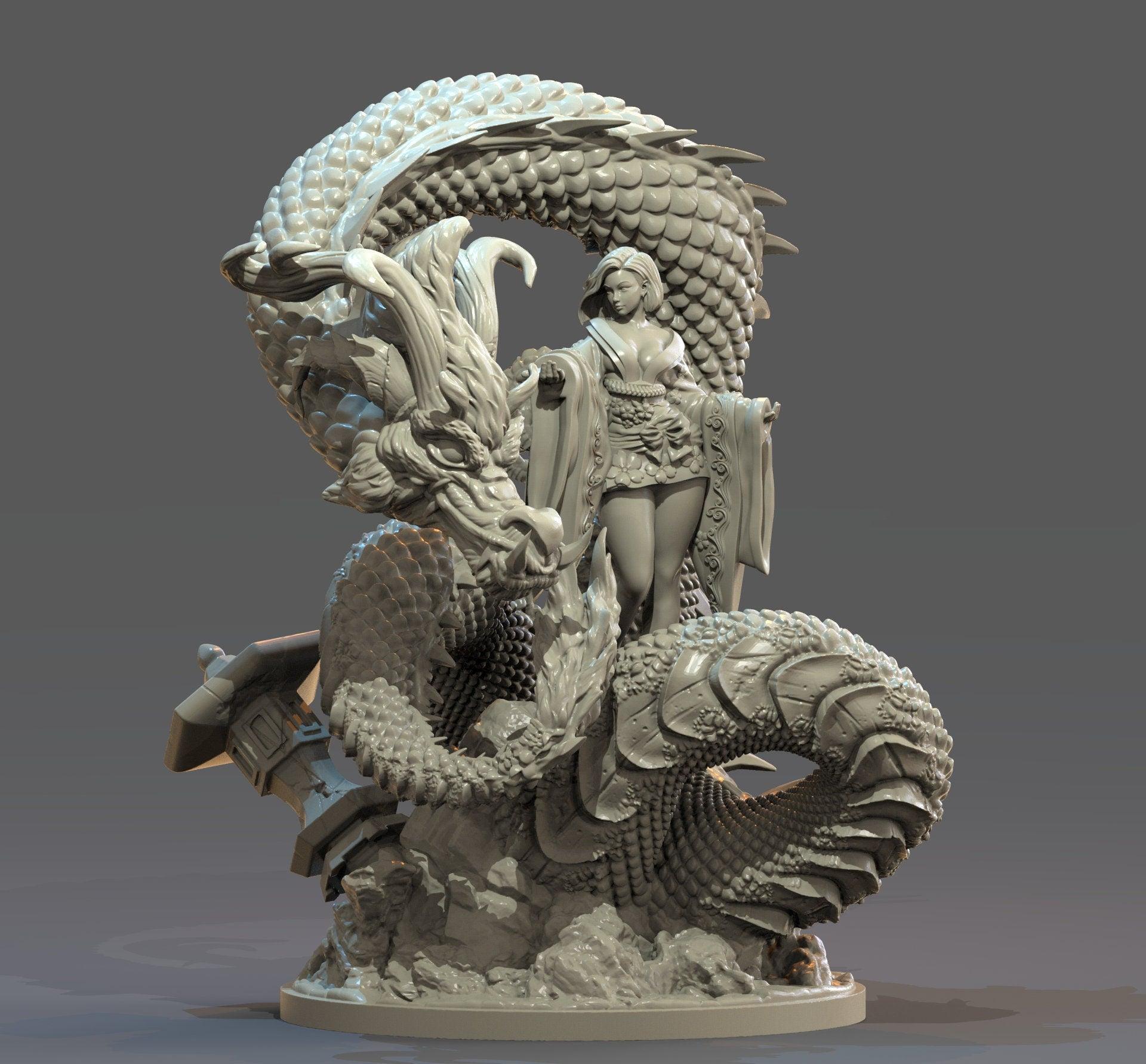 Toyotama-Hime Miniature | Graceful Japanese Sea Goddess for DnD and Tabletop Gaming | 32mm Scale - Plague Miniatures