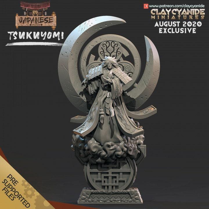 Tsukuyomi Miniature | Serene Japanese Moon God Statue | 32mm Scale - Plague Miniatures