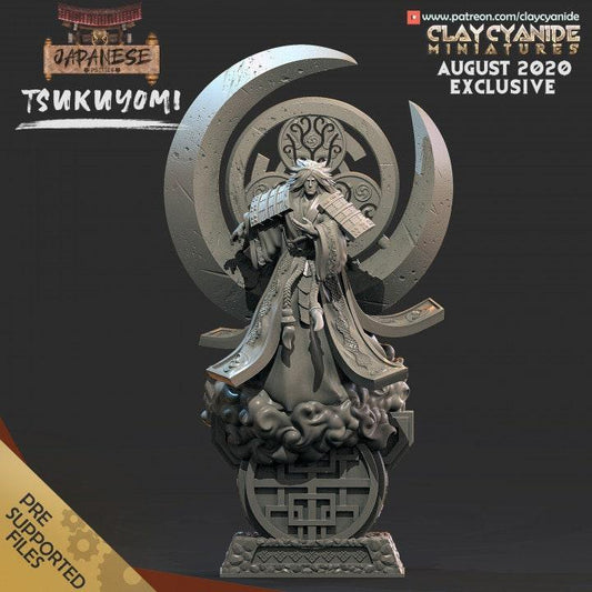 Tsukuyomi Miniature | Serene Japanese Moon God Statue | 32mm Scale - Plague Miniatures