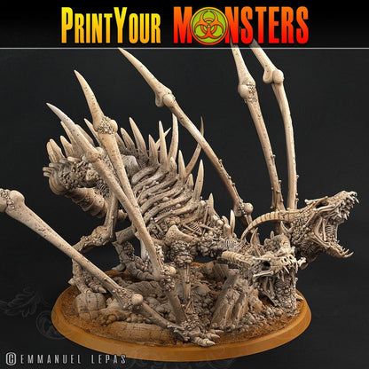 Two Headed Bone Dragon Miniature | DnD Dragon for Dungeons and Dragons Tabletop Gaming - Plague Miniatures