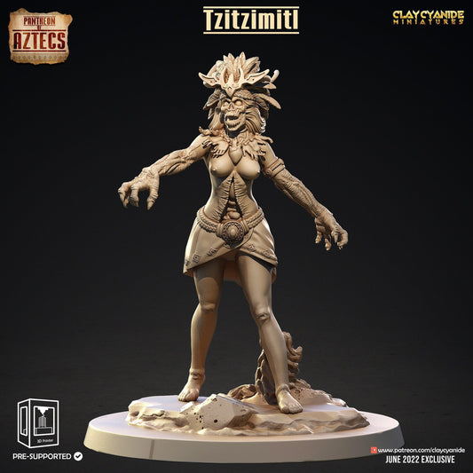 Tzitzimitl Aztec Deity Figurine | Nude Female Miniature for Mayan Campaign | 32mm Scale - Plague Miniatures