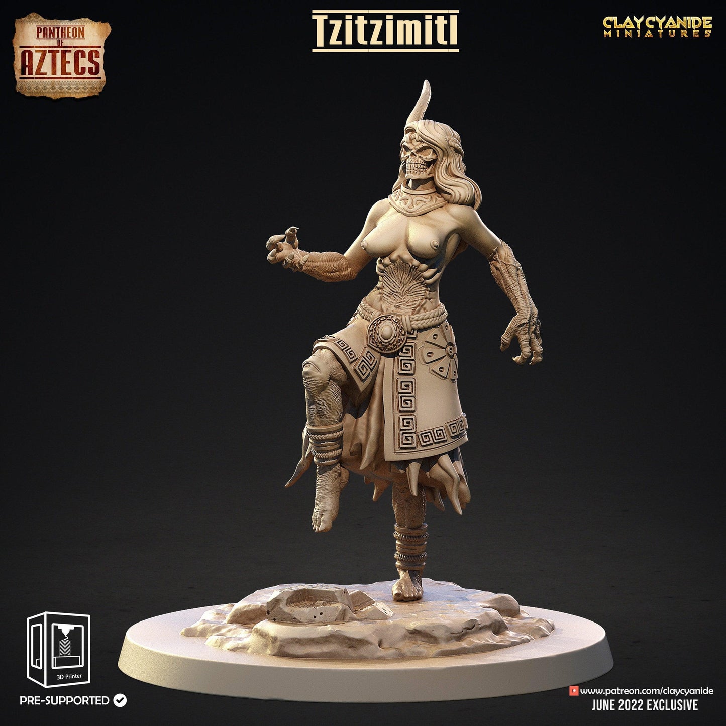 Tzitzimitl Aztec Deity Miniature | DnD 5e Nude 18+ Female | 32mm Scale - Plague Miniatures