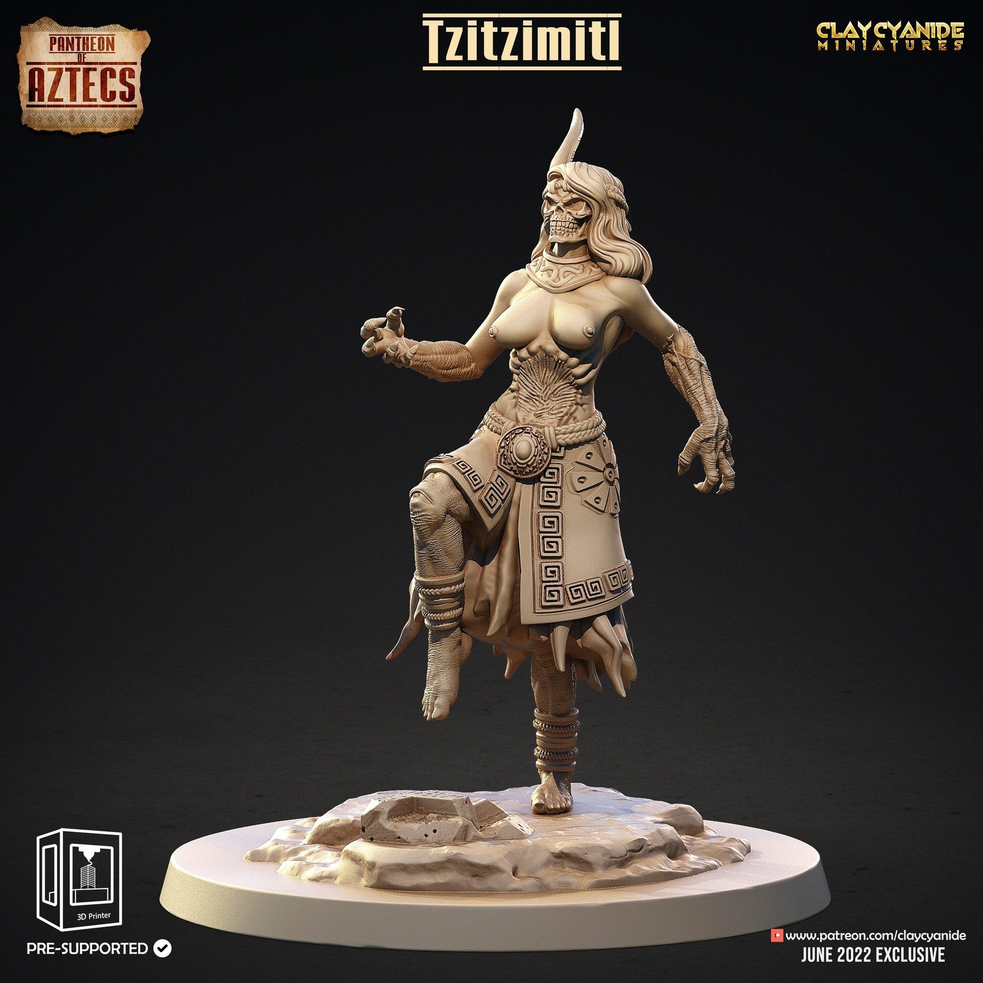 Tzitzimitl Aztec Deity Miniature | DnD 5e Nude 18+ Female | 32mm Scale - Plague Miniatures