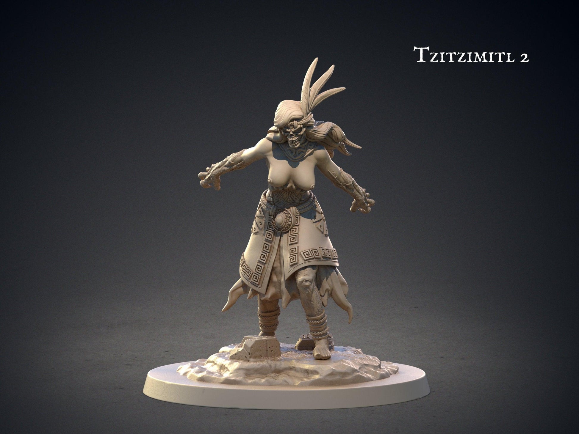 Tzitzimitl Aztec Deity Miniature | FSFW Nude Female Figure | 32mm Scale - Plague Miniatures