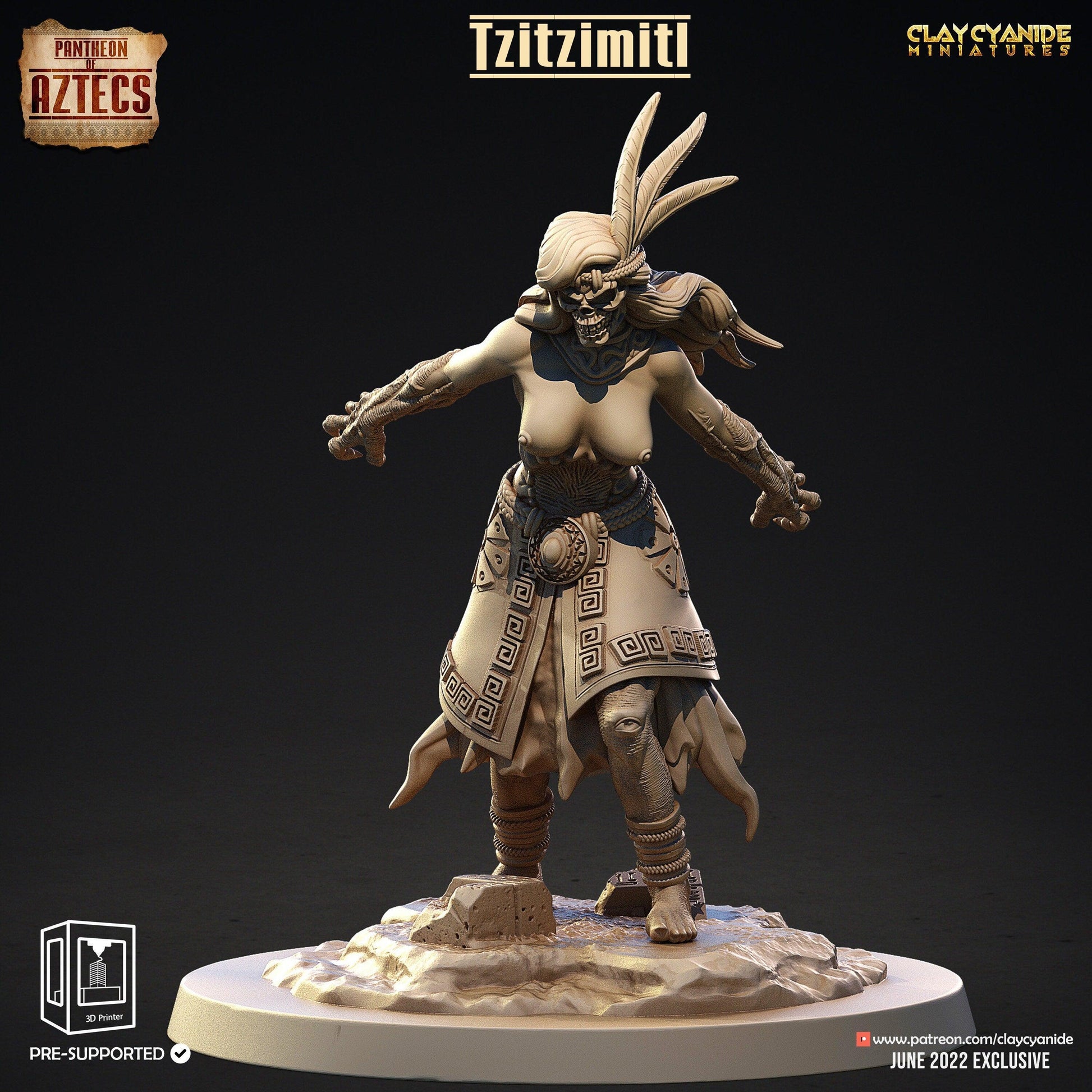 Tzitzimitl Aztec Deity Miniature | FSFW Nude Female Figure | 32mm Scale - Plague Miniatures