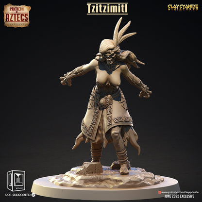 Tzitzimitl Aztec Deity Miniature | FSFW Nude Female Figure | 32mm Scale - Plague Miniatures