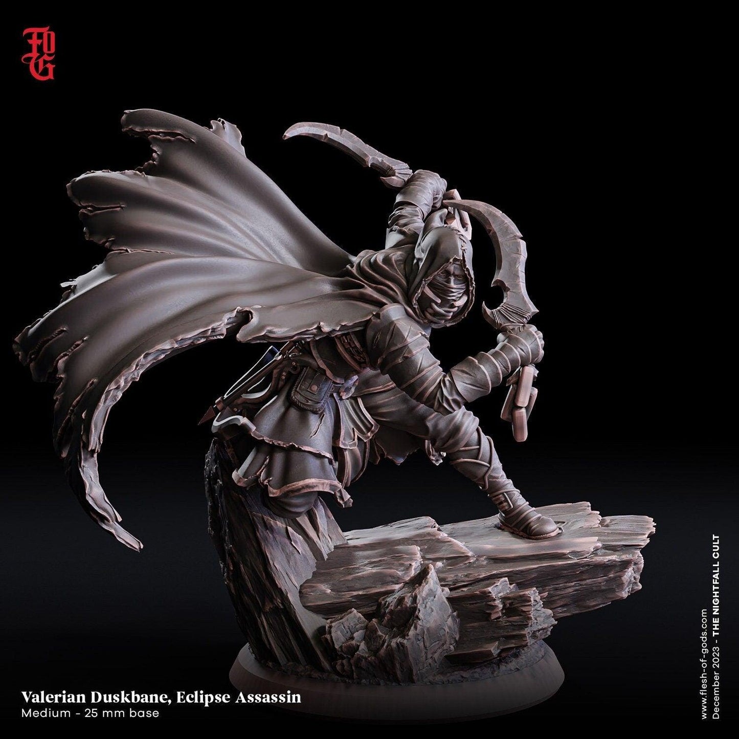 Valerian Duskbane Bust | Eclipse Assassin Rogue Resin Statue - Plague Miniatures
