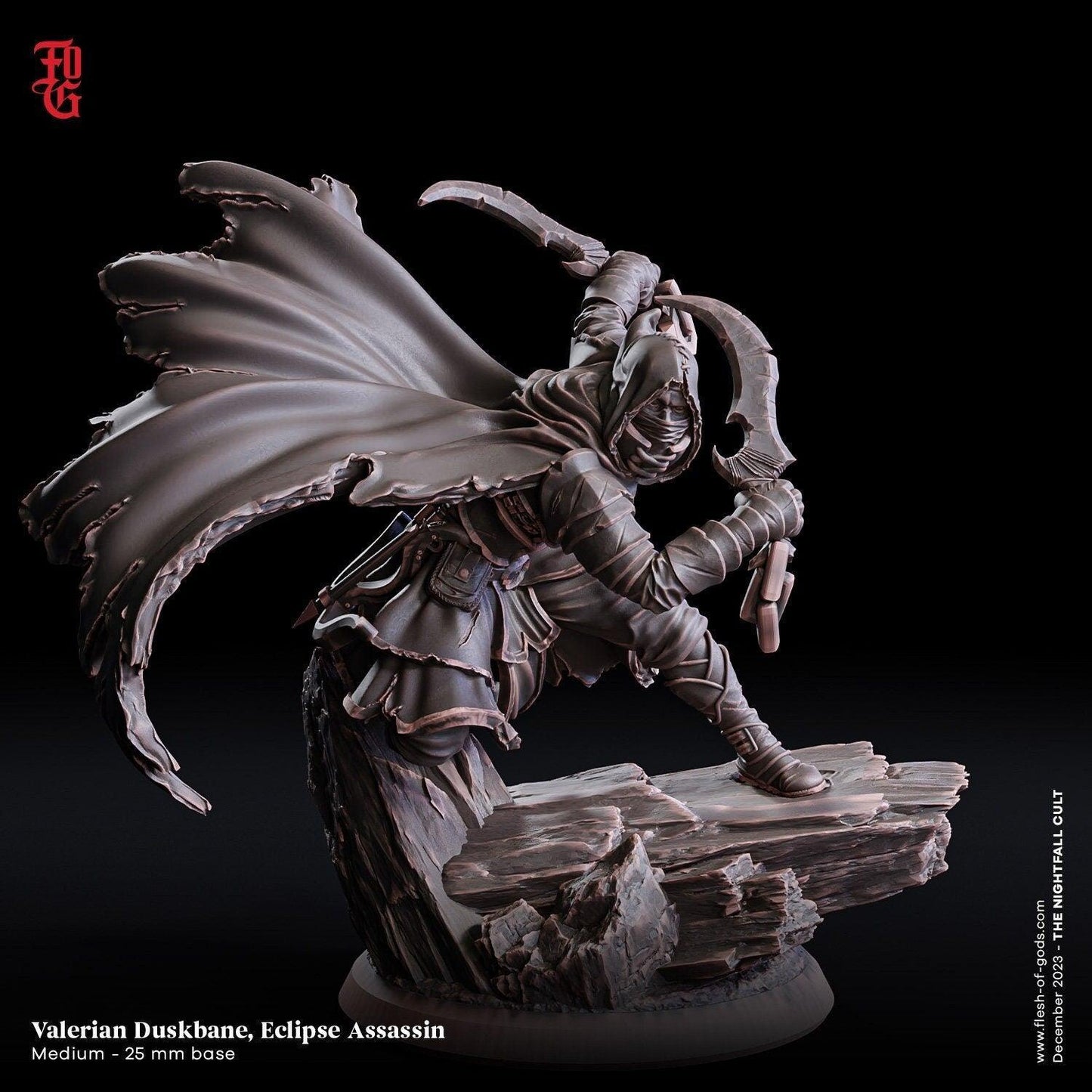 Valerian Duskbane Miniature | Eclipse Assassin Rogue DnD 5e | 32mm Scale or 75mm Scale - Plague Miniatures