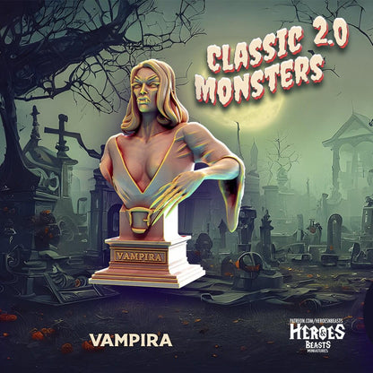 Vampira Miniature | Classic Monsters | 32mm 75mm 150mm Bust | DnD Miniature | Dungeons and Dragons DnD 5e Feature Film Female Miniature - Plague Miniatures