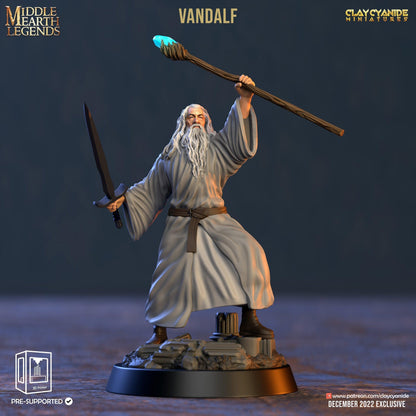Vandalf, the Great Wizard Miniature| Spellcaster for Dungeons and Dragons, DnD 5e | 32mm Scale - Plague Miniatures