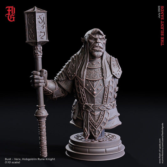 Verx, Hobgoblin Rune Knight Bust Statue | Bust for Dungeons and Dragons Decor - Plague Miniatures shop for DnD Miniatures