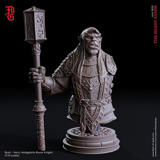 Verx, Hobgoblin Rune Knight Bust Statue | Bust for Dungeons and Dragons Decor - Plague Miniatures