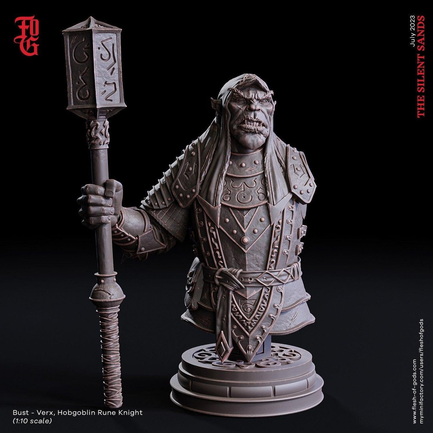 Verx, Hobgoblin Rune Knight Miniature | DnD Desert Hobgoblin Warrior | 32mm Scale or 75mm Scale - Plague Miniatures