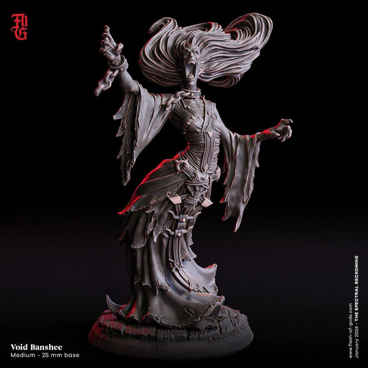Void Banshee Miniature | Female Undead Ethereal Monster for DnD 5e | 32mm Scale - Plague Miniatures