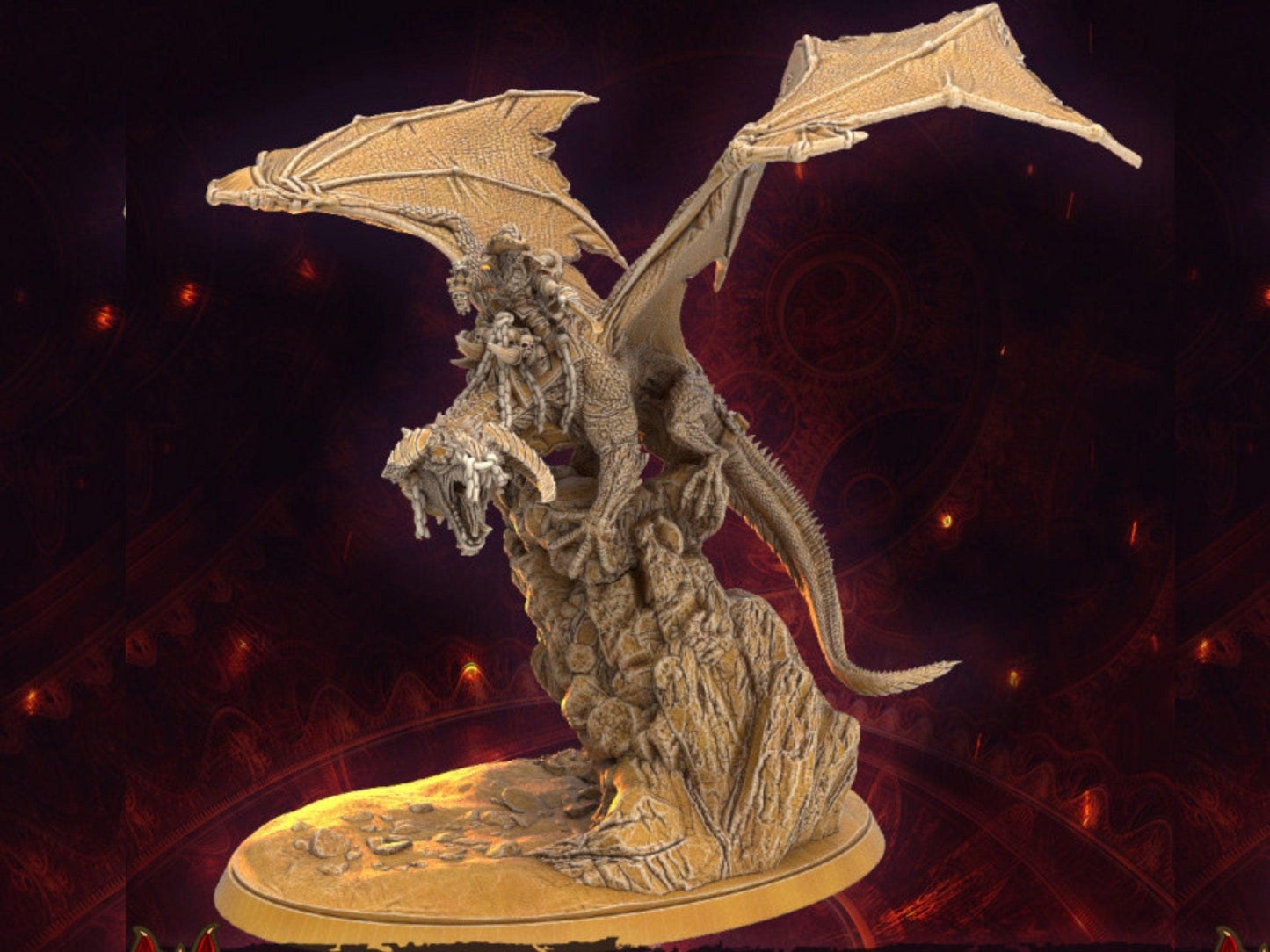 Von Keelhaul pirate on dragon miniature - 32mm scale Tabletop gaming DnD Miniature Dungeons and Dragons, wargaming dnd dragon figurine - Plague Miniatures