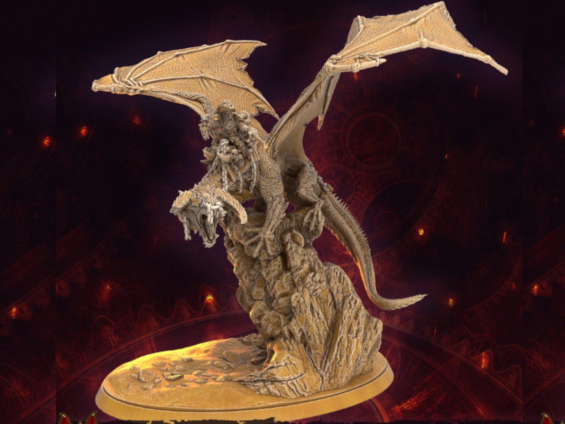 Von Keelhaul pirate on dragon miniature - 32mm scale Tabletop gaming DnD Miniature Dungeons and Dragons, wargaming dnd dragon figurine - Plague Miniatures