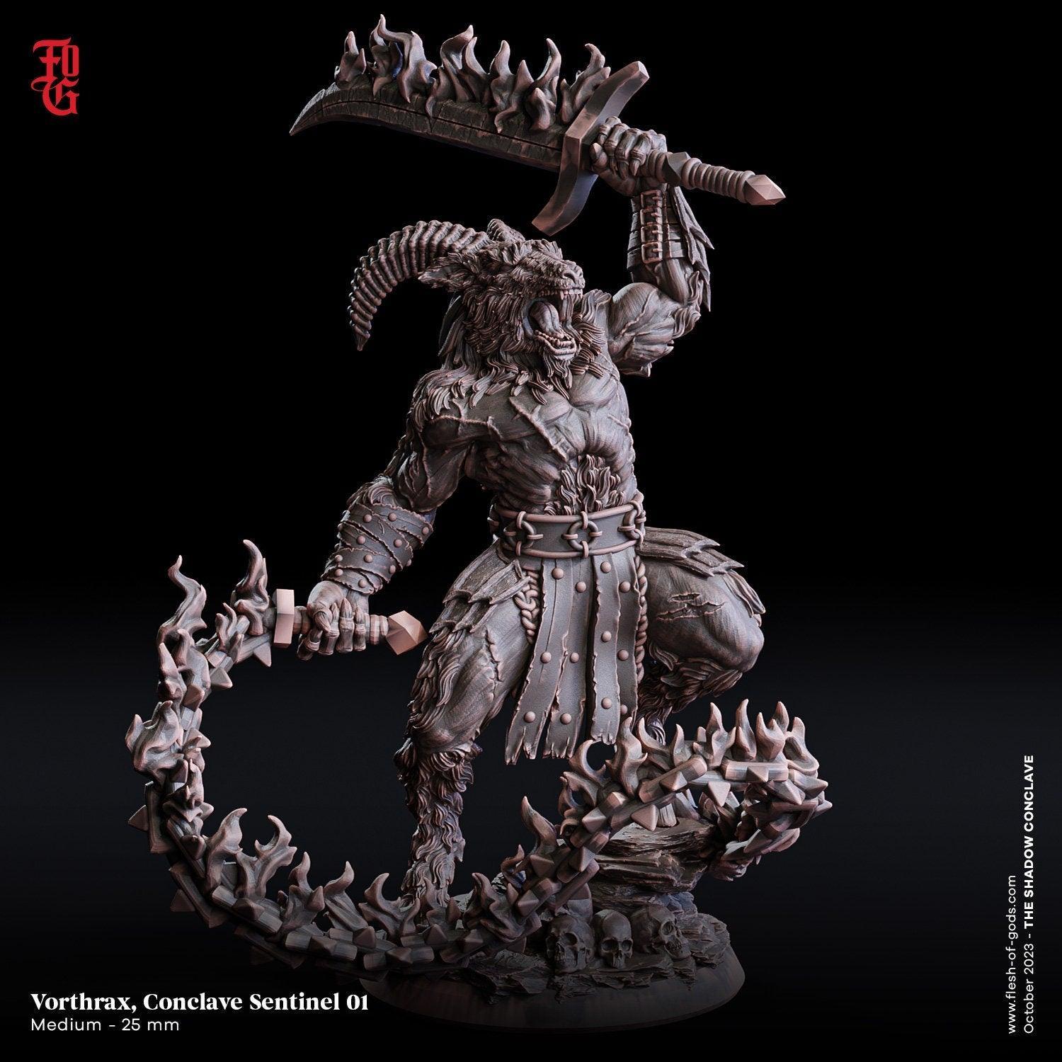 Vorthrax, Conclave Sentinel DnD Fiend Miniature | Mysterious Enforcer for Tabletop Adventures | 32mm Scale - Plague Miniatures