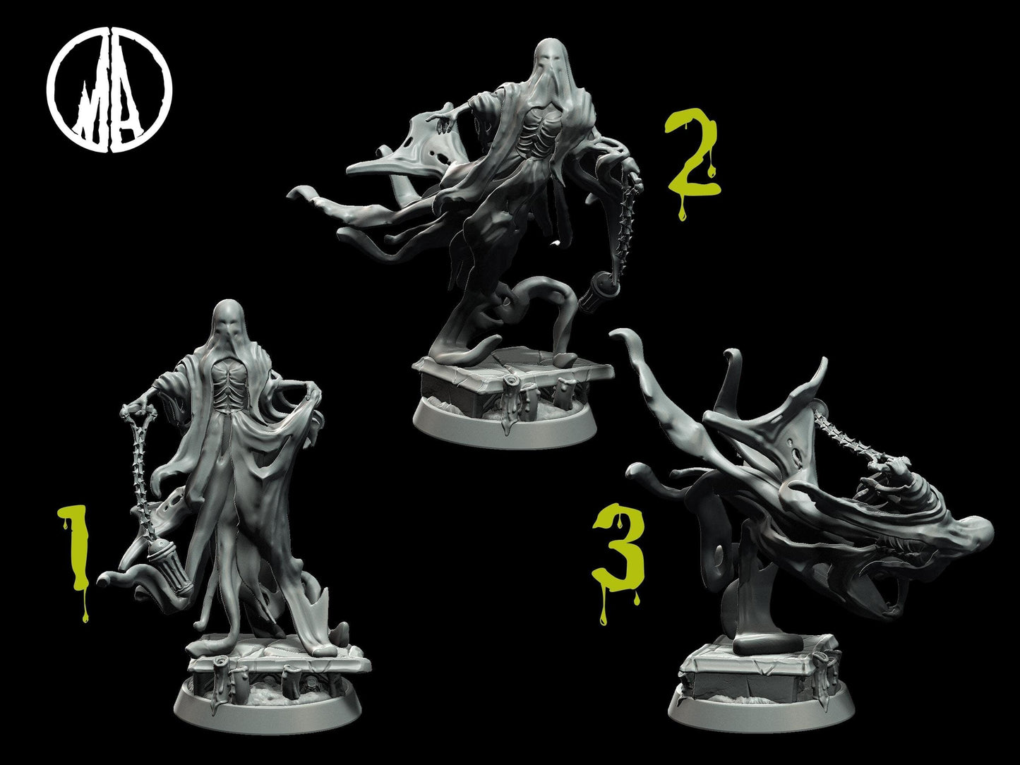 Wailing Hag Miniature - 3 Poses - 28mm scale Tabletop gaming DnD Miniature Dungeons and Dragons, dnd 5e wargaming - Plague Miniatures shop for DnD Miniatures