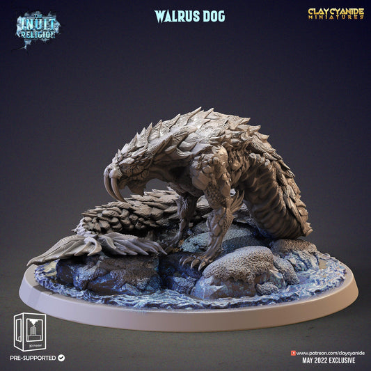 Walrus Dog Miniature | Inuit Religion's Mythical Creature for Tabletop Gaming | 32mm Scale - Plague Miniatures shop for DnD Miniatures