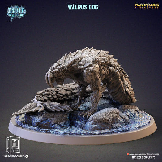 Walrus Dog Miniature | Inuit Religion's Mythical Creature for Tabletop Gaming | 32mm Scale - Plague Miniatures