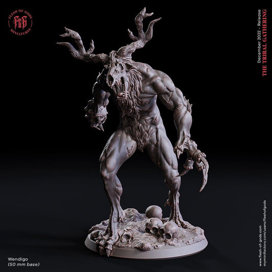 Wendigo Miniature | Monster Miniature for Dungeons and Dragon | 50mm Base - Plague Miniatures