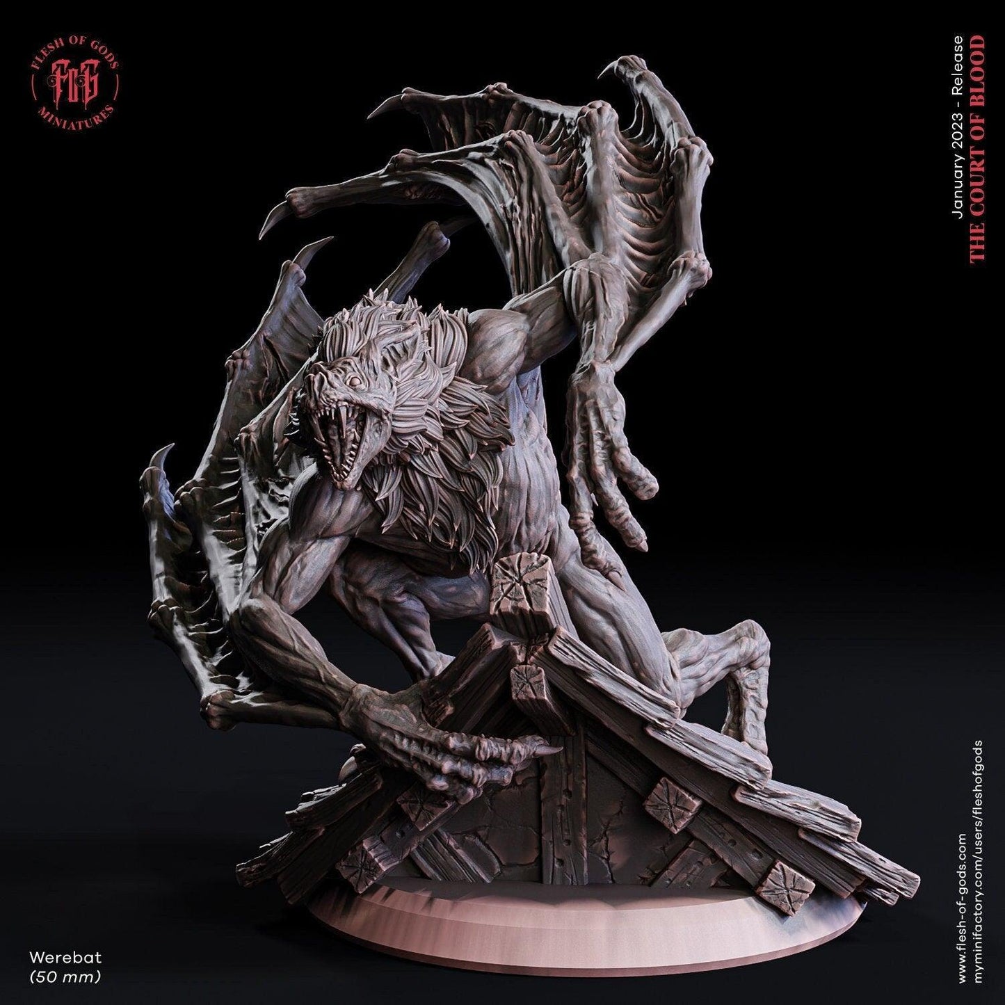 Werebat Monster Miniature | Large Flying Bat for DnD Adventures | 50mm Base - Plague Miniatures
