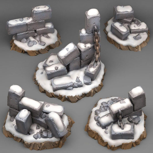 Winter Snow Ruin Miniature Set | Wargaming Terrain - Plague Miniatures