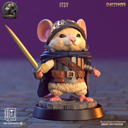 Witsy, Mini Mice Miniature | Two-Handed Sword Warrior | 32mm Scale - Plague Miniatures