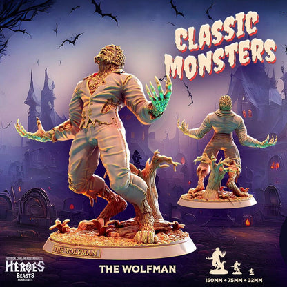 Wolfman Miniature Resin Bust Miniature | Classic Monsters | DnD Miniature | Dungeons and Dragons, DnD 5e Feature Theatre Monster Miniature - Plague Miniatures