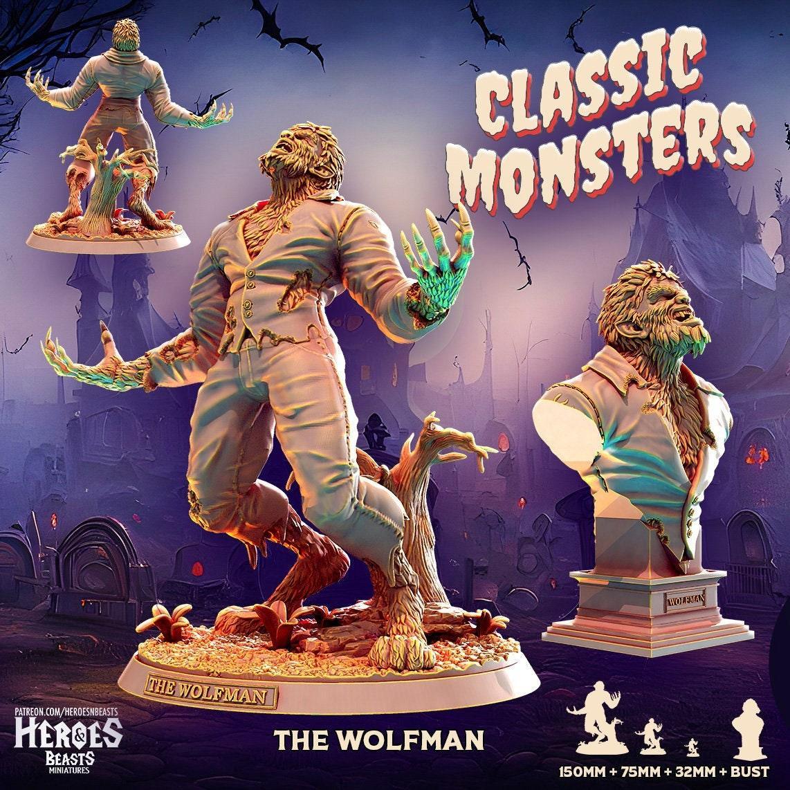 Wolfman Miniature Resin Bust Miniature | Classic Monsters | DnD Miniature | Dungeons and Dragons, DnD 5e Feature Theatre Monster Miniature - Plague Miniatures