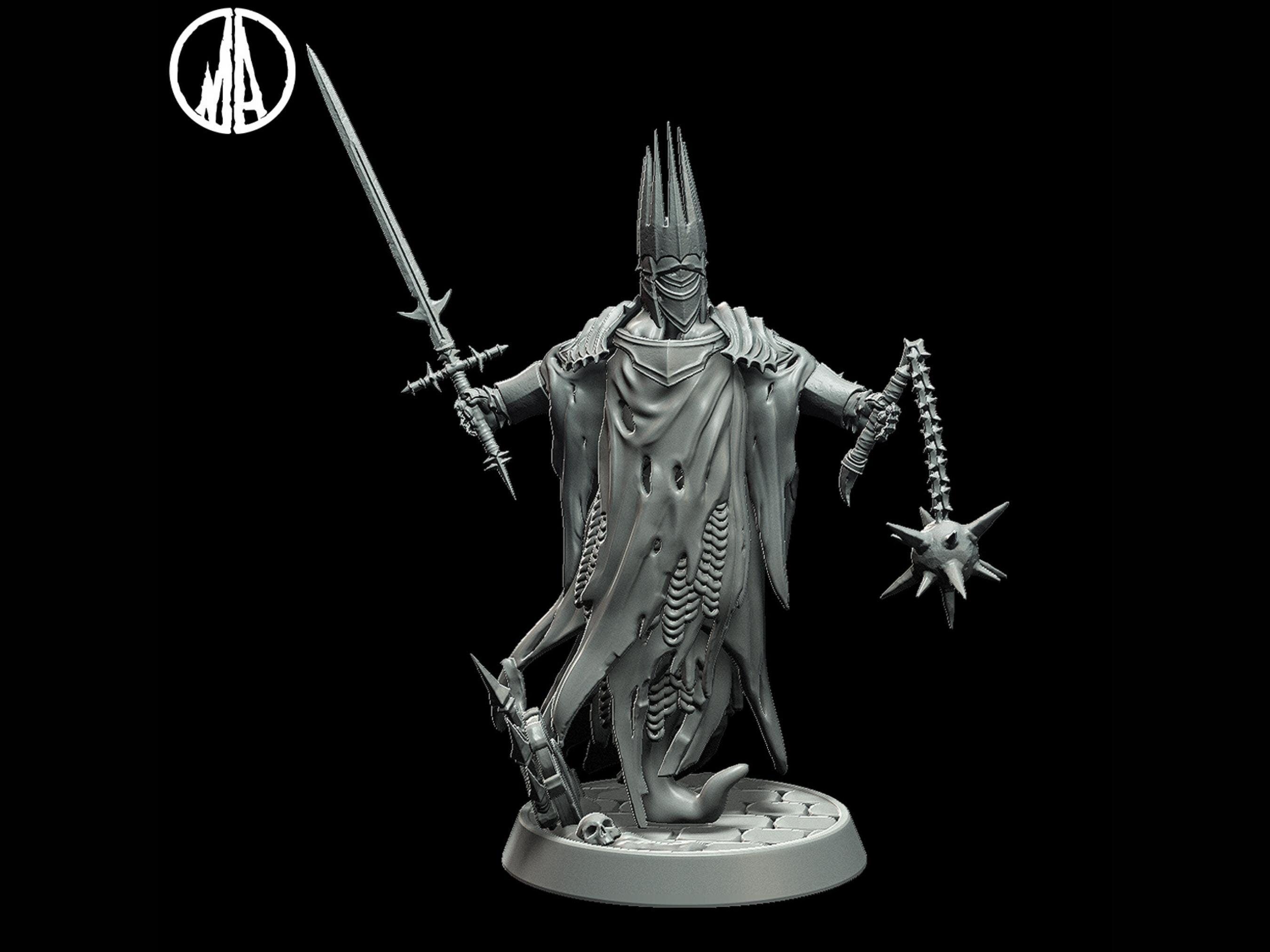 Wraith King Miniature - 3 Poses - 28mm scale Tabletop gaming DnD Minia ...