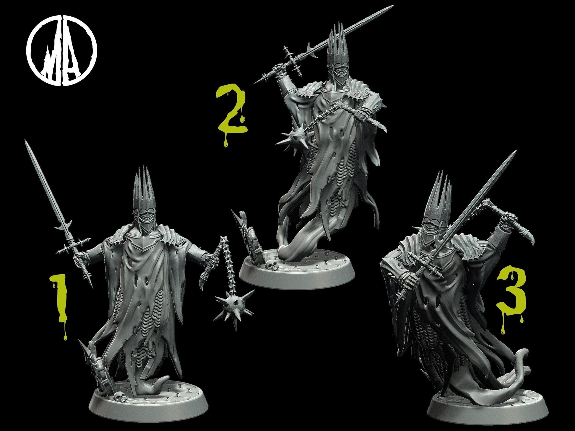 Wraith King Miniature - 3 Poses - 28mm scale Tabletop gaming DnD Miniature Dungeons and Dragons,ttrpg dnd 5e - Plague Miniatures