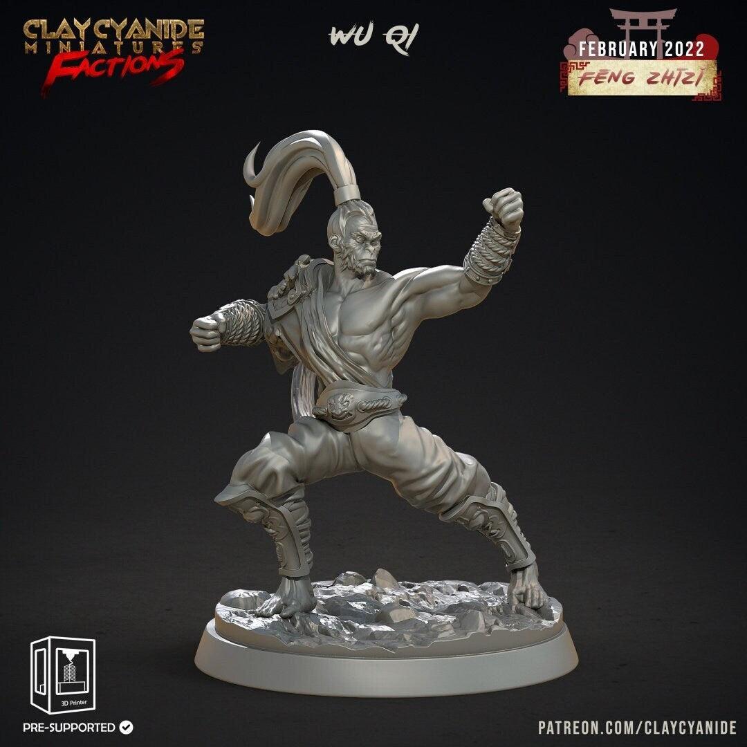 Wu Qi Apefolk Fighter Miniature | Varana Hero for Tabletop Adventures | 32mm Scale - Plague Miniatures