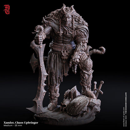 Xander, the Chaos Upbringer | Half-Demon Fighter Bust Miniature for Fantasy Decor - Plague Miniatures