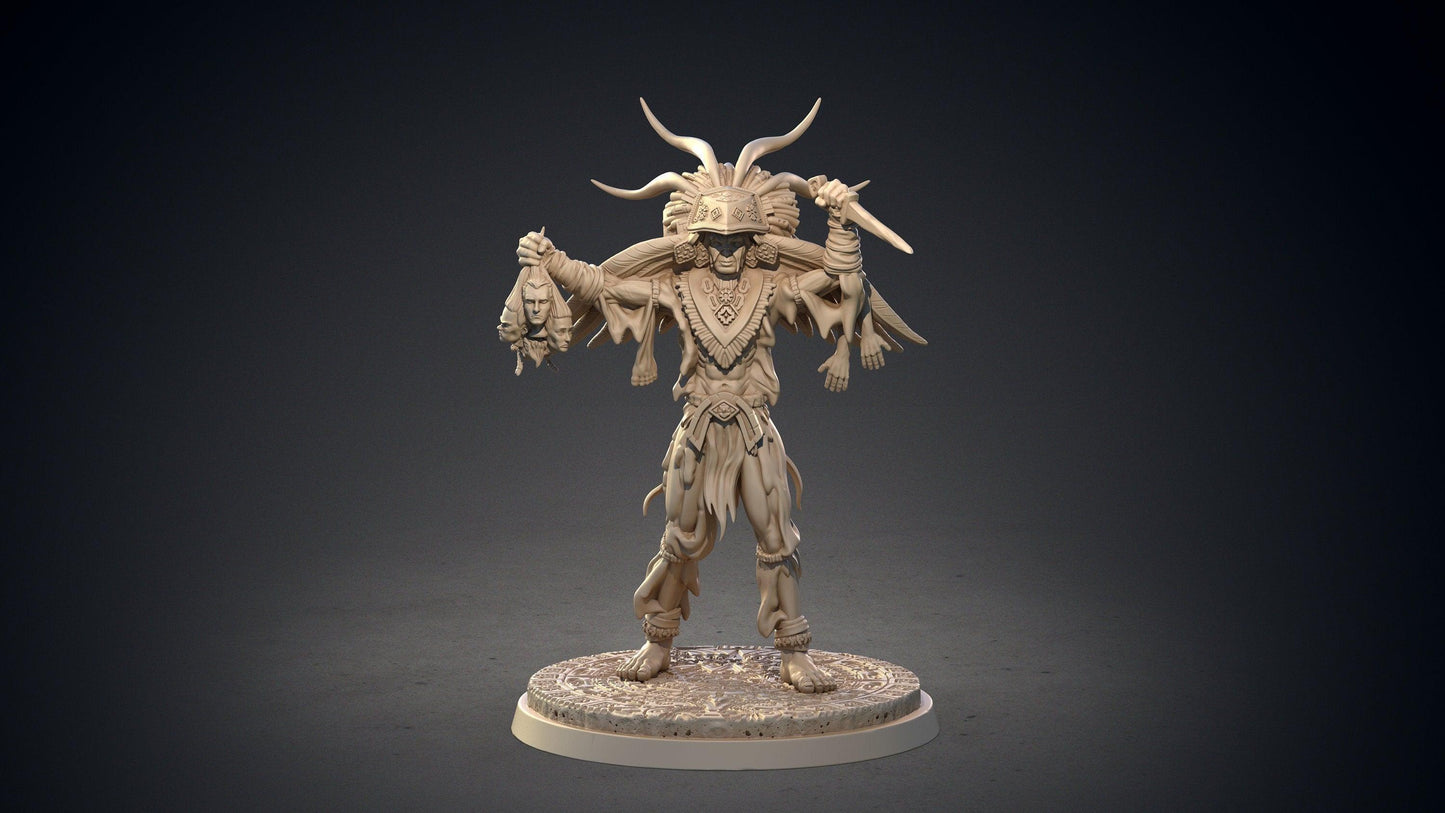 Xipe Totec Aztec Deity Miniature | Divine Renewal for DnD | 32mm Scale - Plague Miniatures