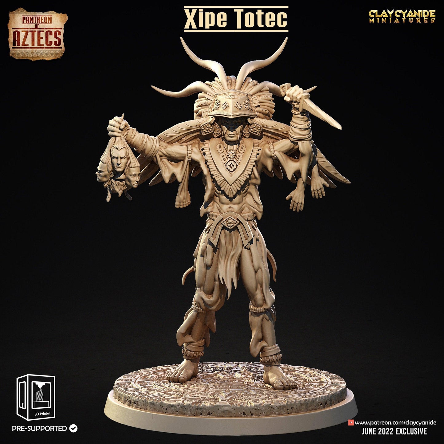 Xipe Totec Aztec Deity Miniature | Divine Renewal for DnD | 32mm Scale - Plague Miniatures