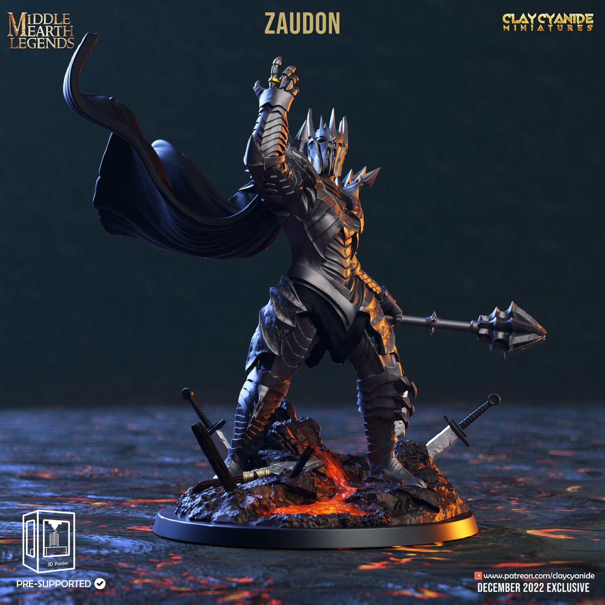 Zaudon Wizard Boss Monster Miniature | Epic Mage Figurine for Tabletop RPG Battles | 32mm Scale - Plague Miniatures shop for DnD Miniatures