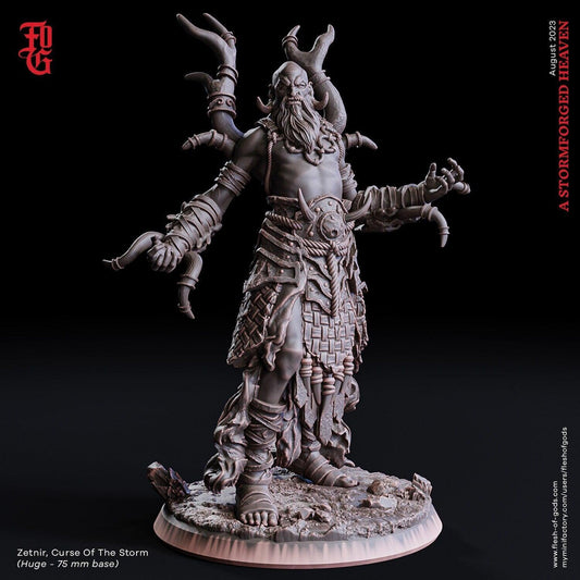 Zetnir, Curse of the Storm Viking Miniature | Huge Boss Monster for Epic DnD Battles | 75mm Base - Plague Miniatures