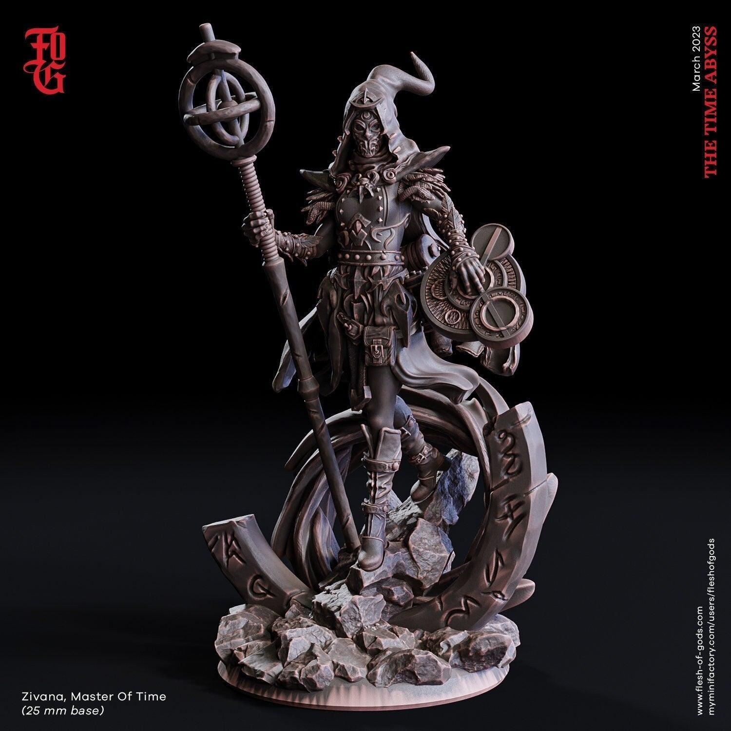 Zivana, Master of Time Miniature | Enchanting Sorceress for DnD 5e | 32mm Scale - Plague Miniatures